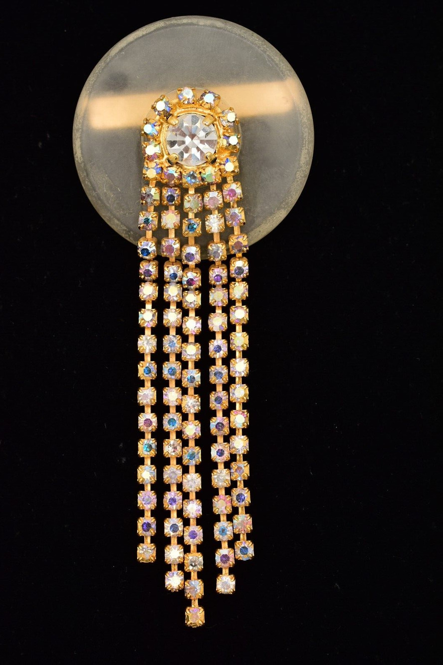 Gianni de Liguoro Vintage Brooch Pin Crystal AB Frosted Lucite Signed 1960s BinJ